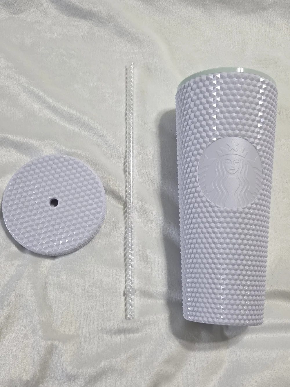 New 24oz Starbucks Studded Tumbler with Straw - White